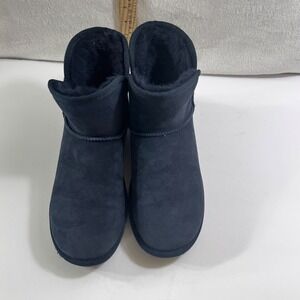 Kirkland Signature Navy Blue Suede Shearling Boots Womens 7 Art 1711735